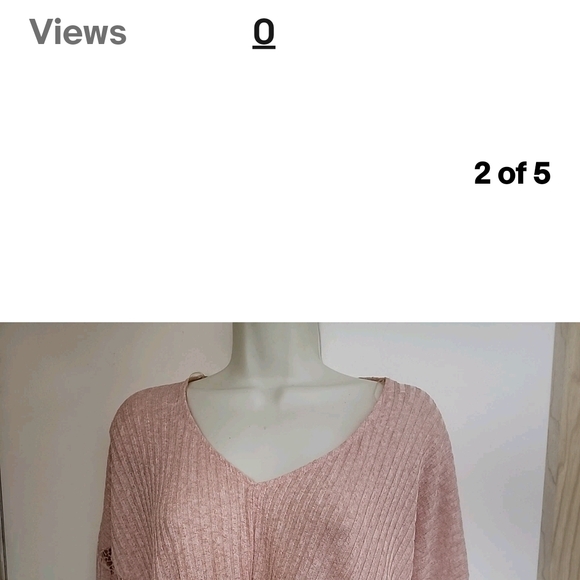 Lily White Pink Blush Lace Knit Top Knot Front Size L - Picture 2 of 5